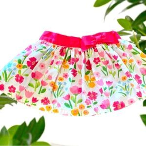 Gymboree Skirt Skort Floral White Pink Yellow Flowers Bloomers Attached 6-12 Mo
